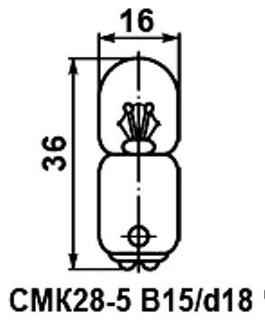 СМК 28-5 b15d/18 лампа накаливания фото 3 СМК 28-5 b15d/18 лампа накаливания фото 3